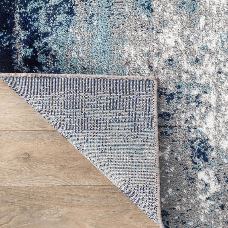 Rugshop Modern Distressed Blue Abstract Runner Rug Bohemian Inspired Watercolor for Hallway, Entryway and Kitchen 2' x 7' - Image 5